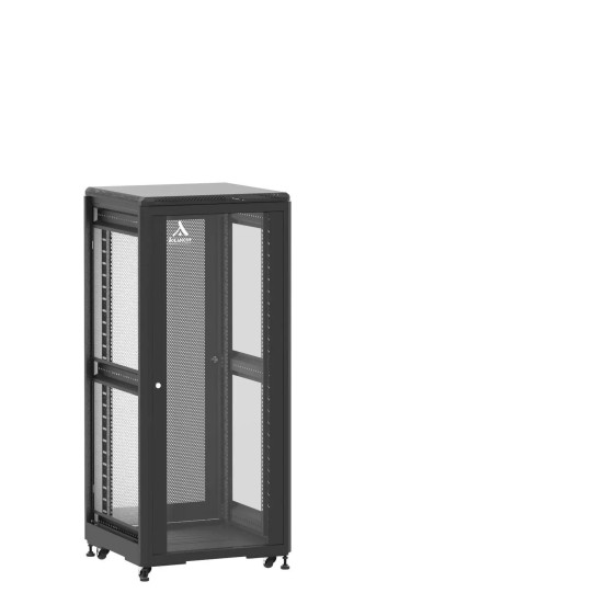 Baie de brassage 27U 600x600x1407mm (LxPxH) 500kg, Porte avant en verre / Porte arrière nid d'abeille, Sans panneaux latéraux main product photo