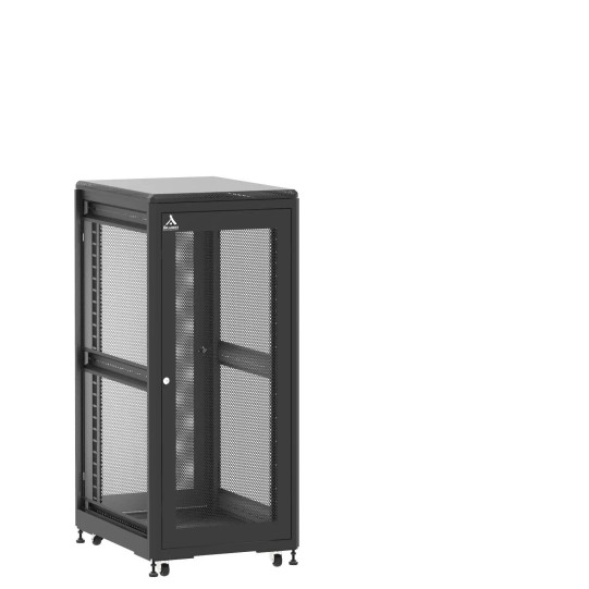 Baie de brassage 27U 600x800x1407mm (LxPxH) 500kg, Porte avant et arrière nid d'abeille, Sans panneaux latéraux main product photo
