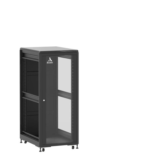 Baie de brassage 27U 600x800x1407mm (LxPxH) 500kg, Porte avant en verre / Porte arrière panneau plein, Sans panneaux latéraux main product photo