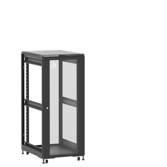 Baie de brassage 27U 600x800x1407mm (LxPxH) 500kg, Porte avant en verre / Sans porte arrière, Sans panneaux latéraux main product photo