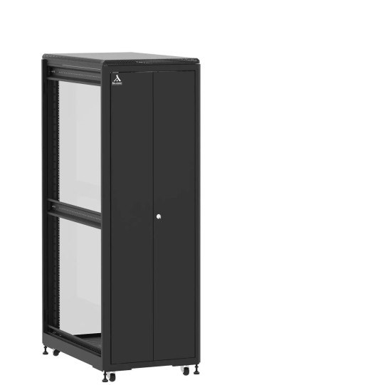 En kit - Baie de brassage 36U 600x1000x1807mm (LxPxH) 500kg, Porte avant double pleine / Porte arrière en verre, Sans panneaux latéraux main product photo