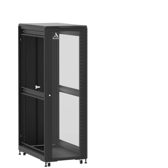 Baie de brassage 36U 600x1000x1807mm (LxPxH) 500kg, Porte avant en verre / Porte arrière double pleine, Sans panneaux latéraux main product photo