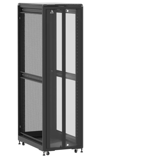 En kit - Baie de brassage 42U 600x1000x2074mm (LxPxH) 500kg, Porte avant en verre double / Porte arrière nid d'abeille, Sans panneaux latéraux main product photo