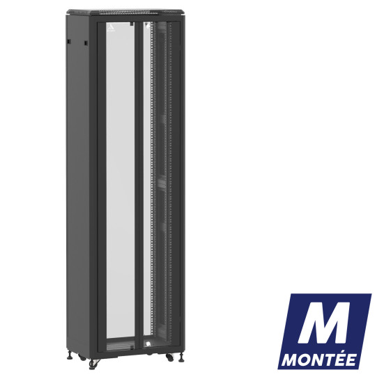 Baie de brassage 42U 600x400mm (LxPxH) 500kg, Porte avant en verre double / Sans porte arrière main product photo