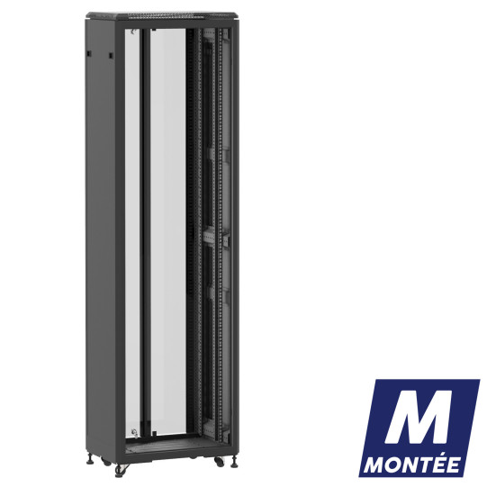 Baie de brassage 42U 600x400mm (LxPxH) 500kg, Sans porte avant / Porte arrière en verre double main product photo