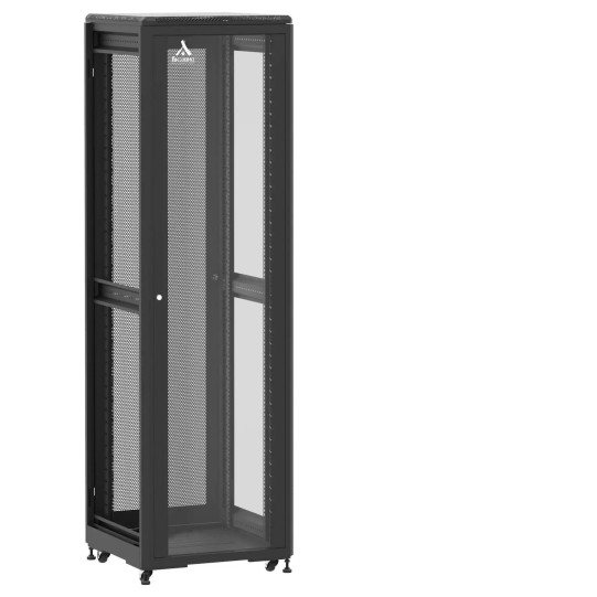 Baie de brassage 42U 600x600x2074mm (LxPxH) 500kg, Porte avant en verre / Porte arrière nid d'abeille, Sans panneaux latéraux main product photo