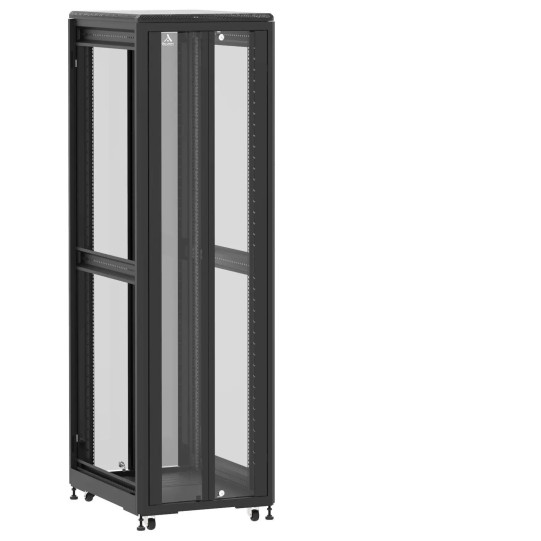 Baie de brassage 42U 600x800x2074mm (LxPxH) 500kg, Porte avant en verre double / Porte arrière en verre double, Sans panneaux latéraux main product photo