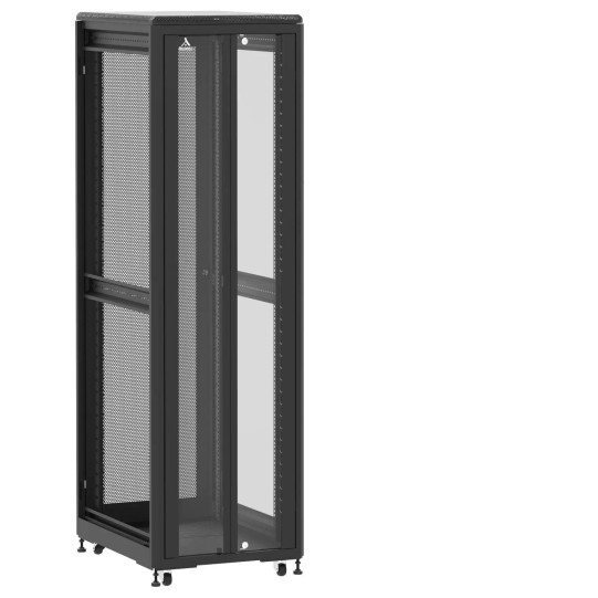 Baie de brassage 42U 600x800x2074mm (LxPxH) 500kg, Porte avant en verre double / Porte arrière nid d'abeille, Sans panneaux latéraux main product photo