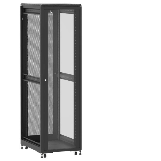 Baie de brassage 42U 600x800x2074mm (LxPxH) 500kg, Porte avant en verre / Porte arrière nid d'abeille, Sans panneaux latéraux main product photo