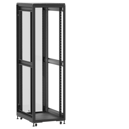 Baie de brassage 42U 600x800x2074mm (LxPxH) 500kg, Sans porte avant / Porte arrière en verre double, Sans panneaux latéraux main product photo