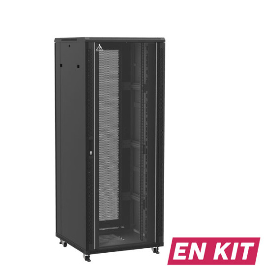 84288KSVSAPL - En Kit - Baie serveur 42U 800x800x2060mm (LxPxH) 800kg, Porte avant en verre/Porte arrière nid d'abeille -  Socamont®