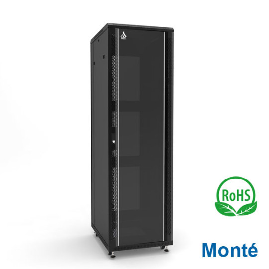 84268MSVSAPL - Baie serveur 42U 600x800x2060mm (LxPxH) 800kg, Porte avant en verre/Porte arrière nid d'abeille -  Socamont®