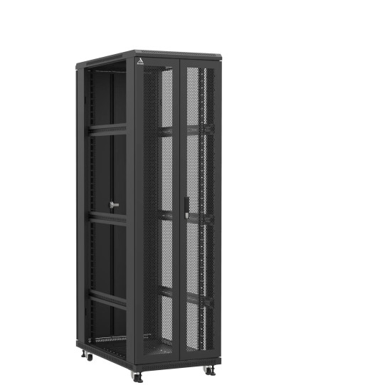 En kit - Baie serveur 42U 600x1000x2060mm (LxPxH) 800kg, Porte avant double nid d'abeille / Porte arrière double pleine, Sans panneaux latéraux main product photo