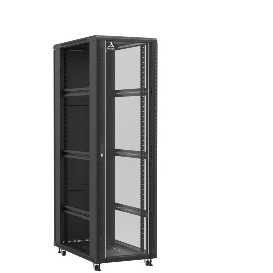 En kit - Baie serveur 42U 600x1000x2060mm (LxPxH) 800kg, Porte avant en verre / Porte arrière pleine, Sans panneaux latéraux main product photo