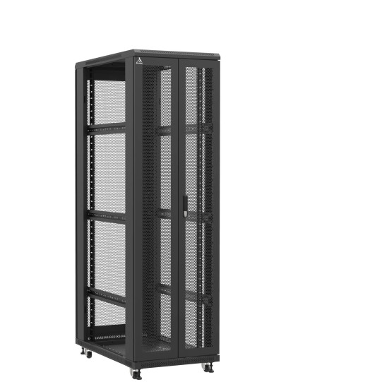 Baie serveur 42U 600x1000x2060mm (LxPxH) 800kg, Porte avant double nid d'abeille / Porte arrière nid d'abeille, Sans panneaux latéraux main product photo