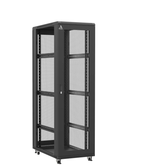 Baie serveur 42U 600x1000x2060mm (LxPxH) 800kg, Porte avant et arrière nid d'abeille, Sans panneaux latéraux main product photo