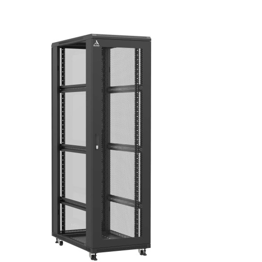 Baie serveur 42U 600x1000x2060mm (LxPxH) 800kg, Porte avant nid d'abeille / Porte arrière en verre, Sans panneaux latéraux main product photo