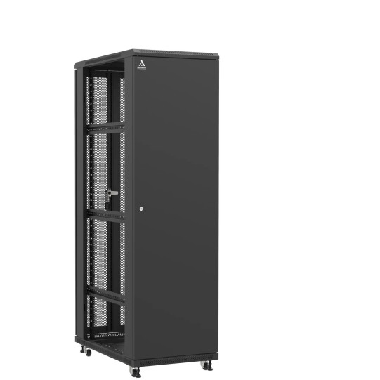 Baie serveur 42U 600x1000x2060mm (LxPxH) 800kg, Porte avant pleine / Porte arrière double nid d'abeille, Sans panneaux latéraux main product photo