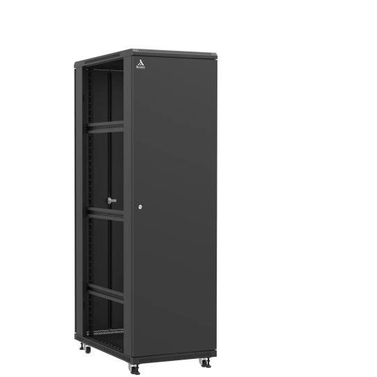 Baie serveur 42U 600x1000x2060mm (LxPxH) 800kg, Porte avant pleine / Porte arrière double pleine, Sans panneaux latéraux main product photo