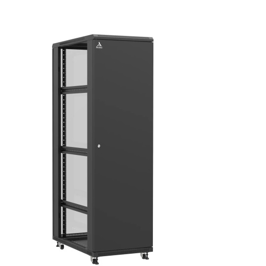 Baie serveur 42U 600x1000x2060mm (LxPxH) 800kg, Porte avant pleine / Porte arrière en verre, Sans panneaux latéraux main product photo