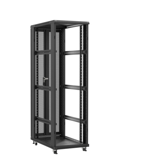 Baie serveur 42U 600x1000x2060mm (LxPxH) 800kg, Sans porte avant / Porte arrière double nid d'abeille, Sans panneaux latéraux main product photo