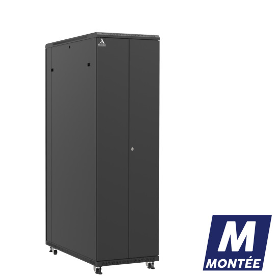 Baie serveur 42U 600x1200x2060mm (LxPxH) 800kg, Porte avant double pleine / Porte arrière pleine main product photo