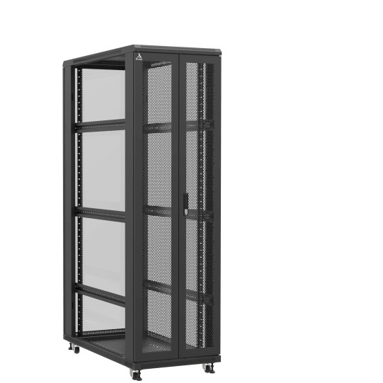 En kit - Baie serveur 42U 600x1200x2060mm (LxPxH) 800kg, Porte avant double nid d'abeille / Porte arrière en verre, Sans panneaux latéraux main product photo