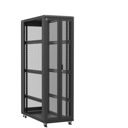 Baie serveur 42U 600x1200x2060mm (LxPxH) 800kg, Porte avant double nid d'abeille / Porte arrière nid d'abeille, Sans panneaux latéraux main product photo