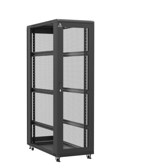 Baie serveur 42U 600x1200x2060mm (LxPxH) 800kg, Porte avant et arrière nid d'abeille, Sans panneaux latéraux main product photo