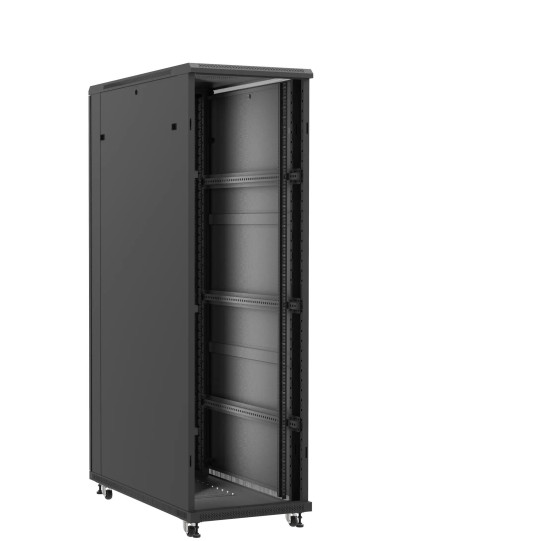 Baie serveur 42U 600x1200x2060mm (LxPxH) 800kg, Sans porte avant / Porte arrière en verre main product photo