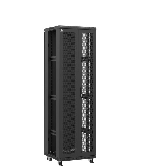 En kit - Baie serveur 42U 600x600x2060mm (LxPxH) 800kg, Porte avant double nid d'abeille / Porte arrière double pleine, Sans panneaux latéraux main product photo