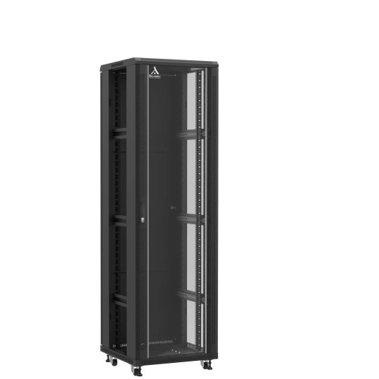 Baie serveur 42U 600x600x2060mm (LxPxH) 800kg, Porte avant en verre / Porte arrière pleine, Sans panneaux latéraux main product photo