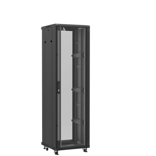 Baie serveur 42U 600x600x2060mm (LxPxH) 800kg, Porte avant en verre / Sans porte arrière main product photo