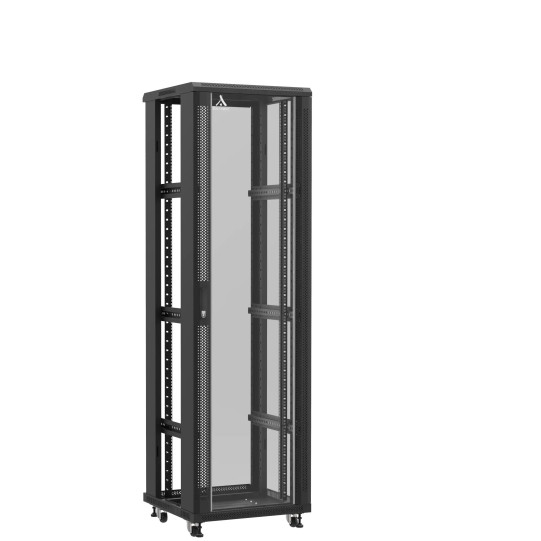 Baie serveur 42U 600x600x2060mm (LxPxH) 800kg, Porte avant en verre / Sans porte arrière, Sans panneaux latéraux main product photo