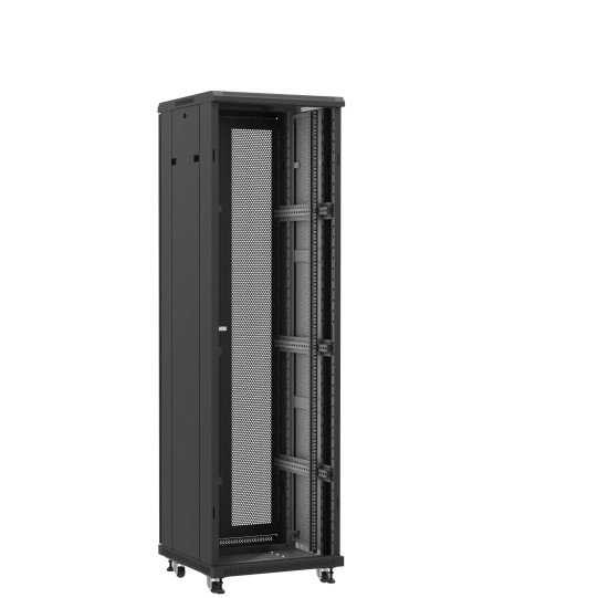 Baie serveur 42U 600x600x2060mm (LxPxH) 800kg, Sans porte avant / Porte arrière double nid d'abeille main product photo