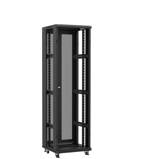 Baie serveur 42U 600x600x2060mm (LxPxH) 800kg, Sans porte avant / Porte arrière double nid d'abeille, Sans panneaux latéraux main product photo