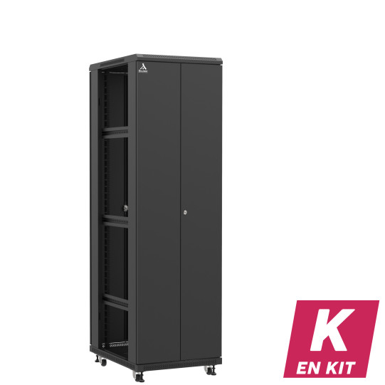 En kit - Baie serveur 42U 600x800x2060mm (LxPxH) 800kg, Porte avant double pleine / Porte arrière double pleine, Sans panneaux latéraux main product photo