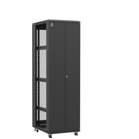 En kit - Baie serveur 42U 600x800x2060mm (LxPxH) 800kg, Porte avant double pleine / Porte arrière nid d'abeille, Sans panneaux latéraux main product photo
