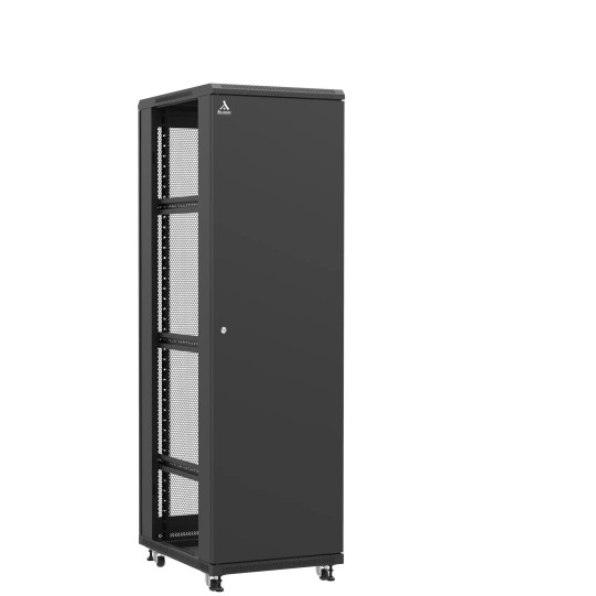 En kit - Baie serveur 42U 600x800x2060mm (LxPxH) 800kg, Porte avant pleine / Porte arrière nid d'abeille, Sans panneaux latéraux main product photo