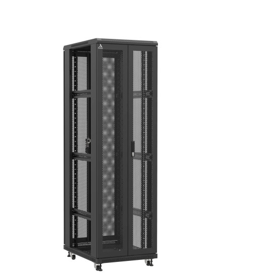 Baie serveur 42U 600x800x2060mm (LxPxH) 800kg, Porte avant double nid d'abeille / Porte arrière double nid d'abeille, Sans panneaux latéraux main product photo