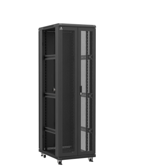 Baie serveur 42U 600x800x2060mm (LxPxH) 800kg, Porte avant double nid d'abeille / Porte arrière double pleine, Sans panneaux latéraux main product photo