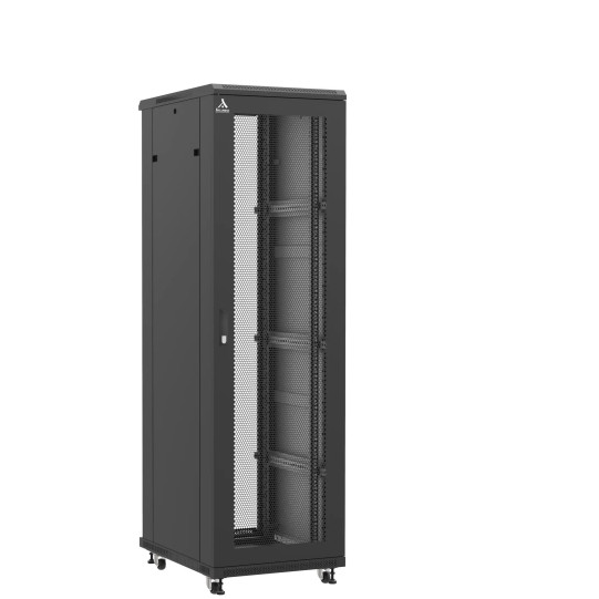 Baie serveur 42U 600x800x2060mm (LxPxH) 800kg, Porte avant nid d'abeille / Sans porte arrière main product photo
