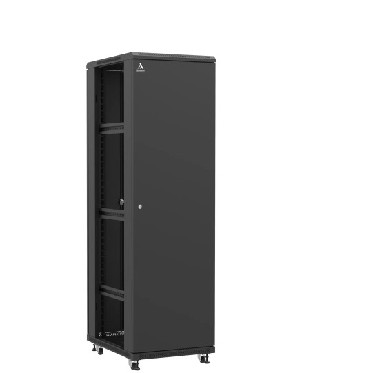 Baie serveur 42U 600x800x2060mm (LxPxH) 800kg, Porte avant pleine / Porte arrière double pleine, Sans panneaux latéraux main product photo