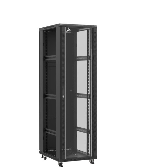 Baie serveur 42U 600x800x2060mm (LxPxH) 800kg, Porte avant en verre / Porte arrière pleine, Sans panneaux latéraux main product photo