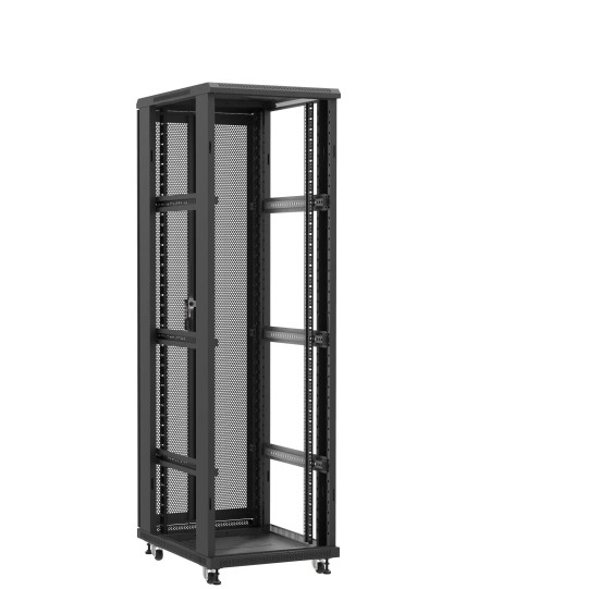 Baie serveur 42U 600x800x2060mm (LxPxH) 800kg, Sans porte avant / Porte arrière double nid d'abeille, Sans panneaux latéraux main product photo