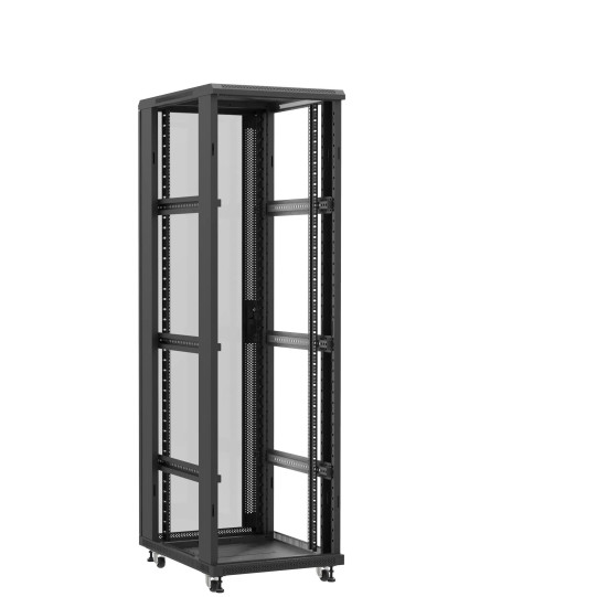 Baie serveur 42U 600x800x2060mm (LxPxH) 800kg, Sans porte avant / Porte arrière en verre, Sans panneaux latéraux main product photo