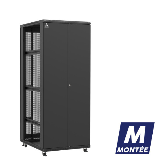 Baie serveur 42U 800x1000x2060mm (LxPxH) 800kg, Porte avant double pleine / Porte arrière nid d'abeille, Sans panneaux latéraux main product photo