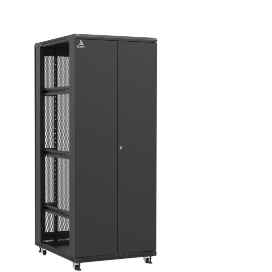 Baie serveur 42U 800x1000x2060mm (LxPxH) 800kg, Porte avant double pleine / Porte arrière nid d'abeille, Sans panneaux latéraux main product photo