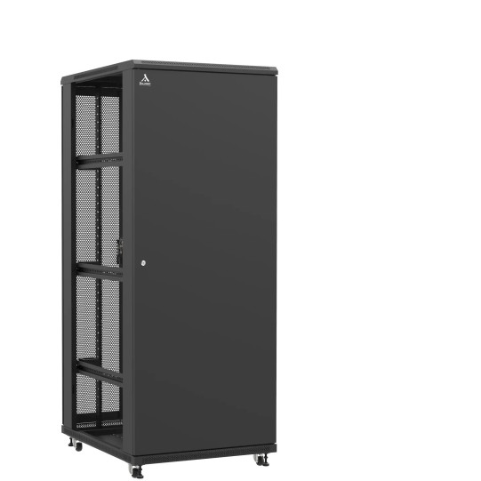 Baie serveur 42U 800x1000x2060mm (LxPxH) 800kg, Porte avant pleine / Porte arrière double nid d'abeille, Sans panneaux latéraux main product photo