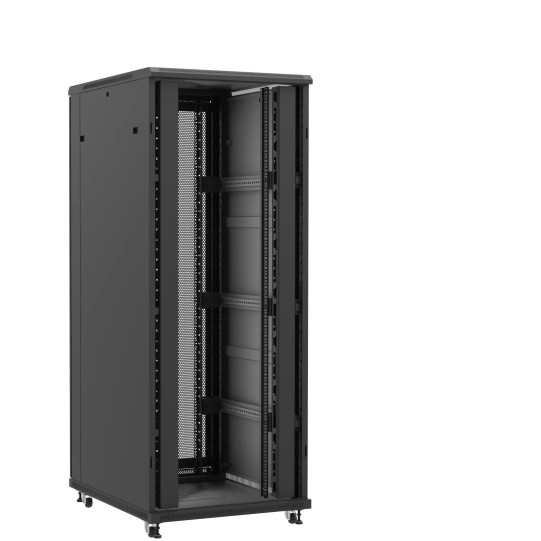 Baie serveur 42U 800x1000x2060mm (LxPxH) 800kg, Sans porte avant / Porte arrière double nid d'abeille main product photo